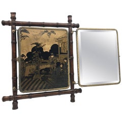 Antique Triptych Folding Traveling Shaving Mirror, Late 19th-Early 20th Century