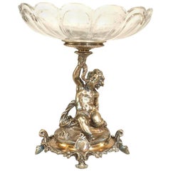 Antique French Louis XV Silver Plate Cupid Compote