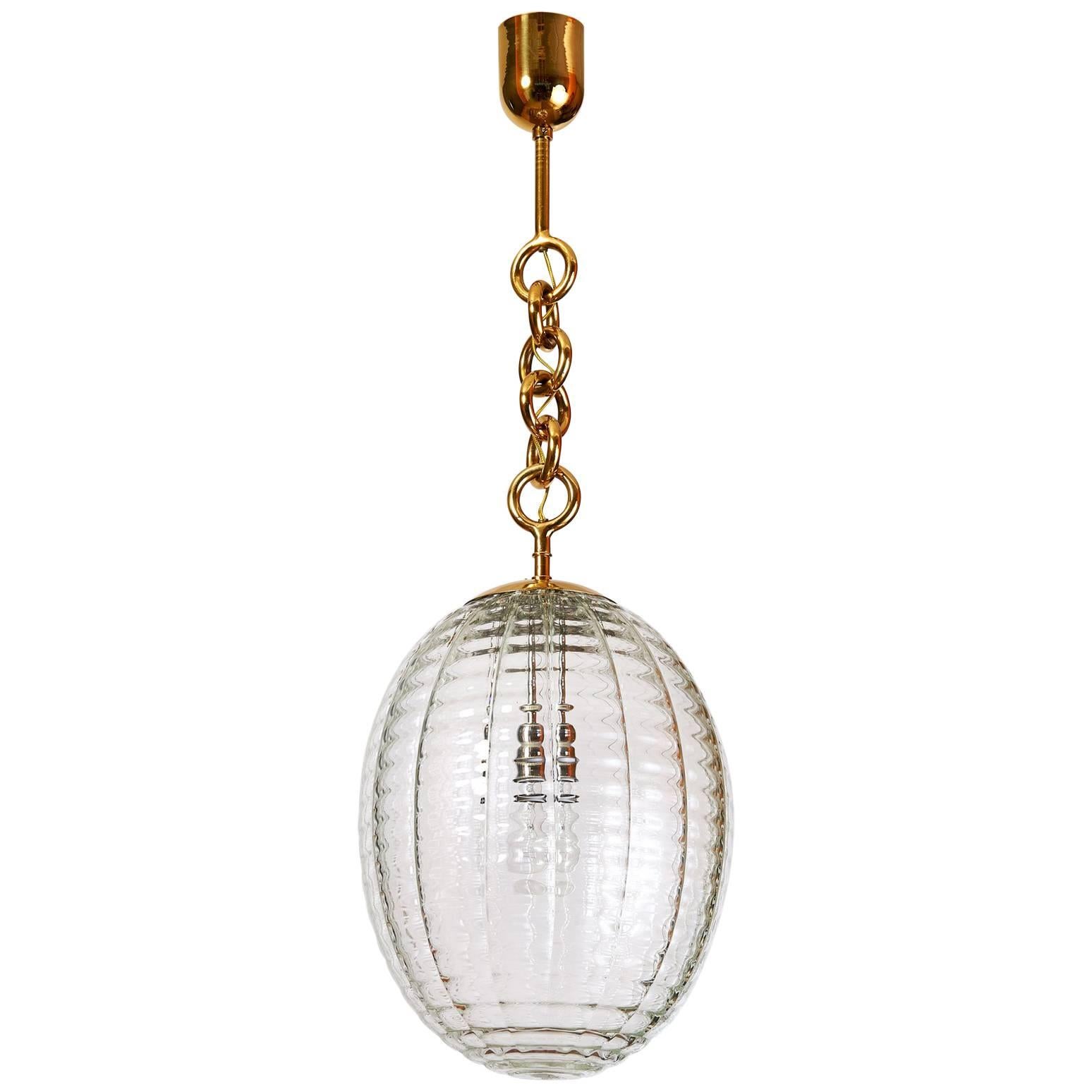 Venini Blown Glass Oval Lantern or Pendant, Italy, 1950s