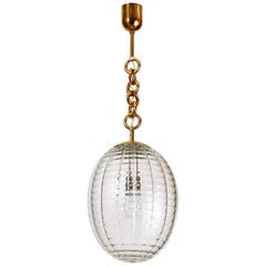 Lanterne ou suspension ovale en verre soufflé de Venini:: Italie:: années 1950