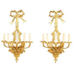 Pair of French Louis XVI Style Bronze Dore Wall Sconces