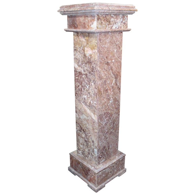 Heavy Rouge Marble Pedestal For Sale at 1stdibs