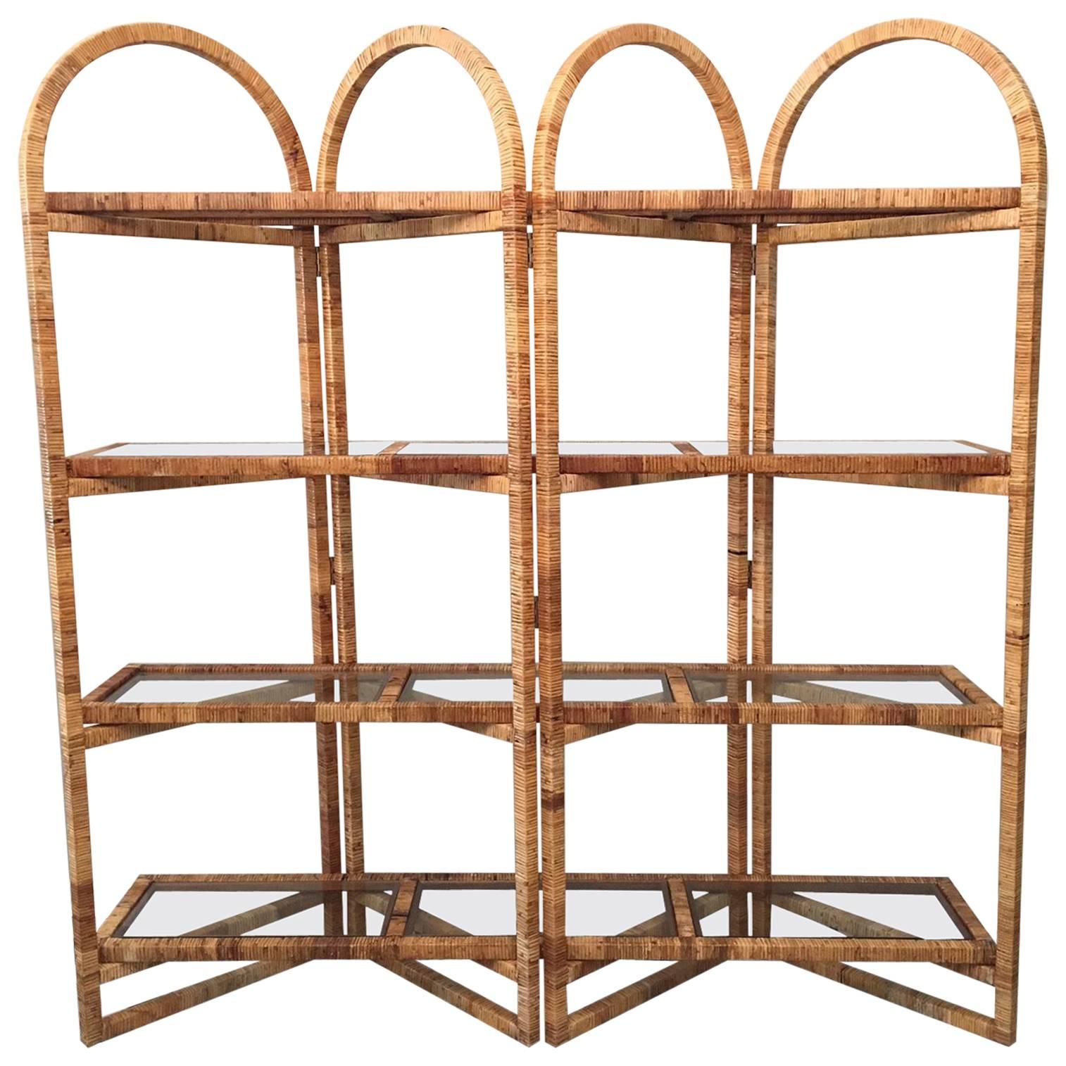 Vintage Palm Beach Folding Rattan Étagère