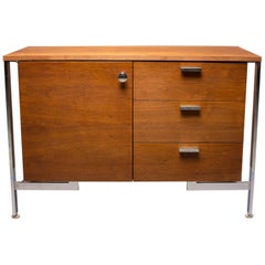 Small Midcentury Walnut and Chrome Cabinet