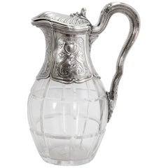 Belle Époque Crystal and Sterling Silver Carafe by Risler