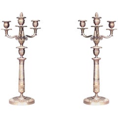 Pair of French Empire Bronze Dore Candelabras