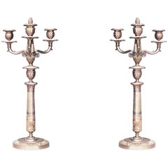 Pair of French Empire Bronze Dore Candelabras