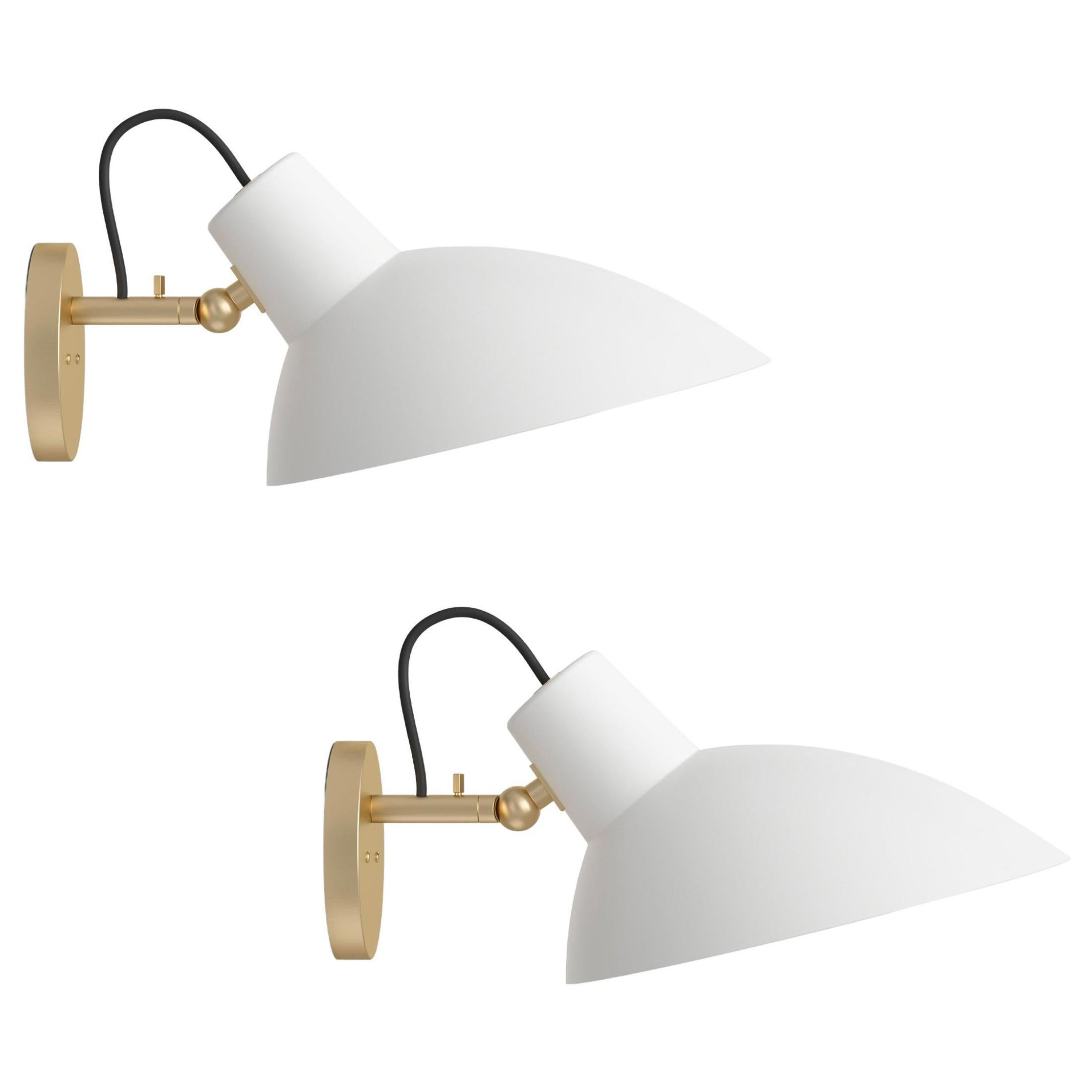 Pair of Vittoriano Viganò 'VV Cinquanta' Sconces in White and Brass for AStep