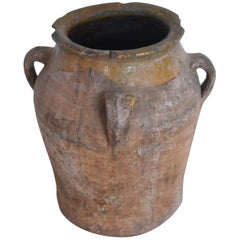 18th Century Andalusian Earthenware Vessel Jar with Handles