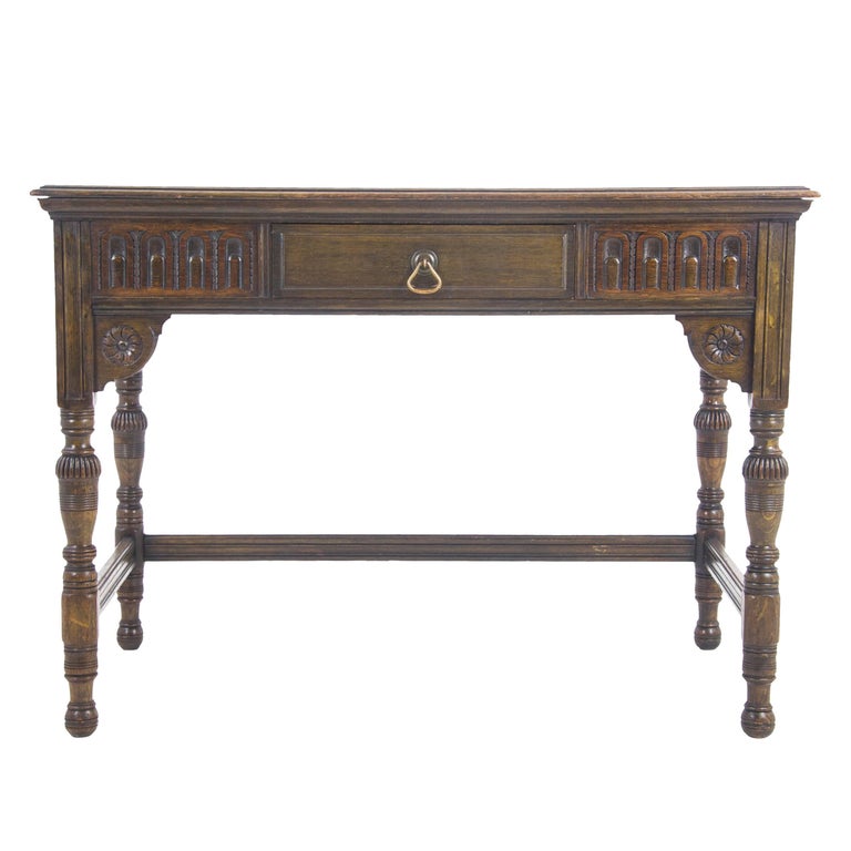 Antique Hall Table, Vintage Writing Table, Oak Desk, Scotland, 1910 Antique Hall Table, Vintage Writing Table, Oak Desk, Scotland, 1910 For Sale - Antique Hall Table, Vintage Writing Table, Oak Desk, Scotland, 1910
