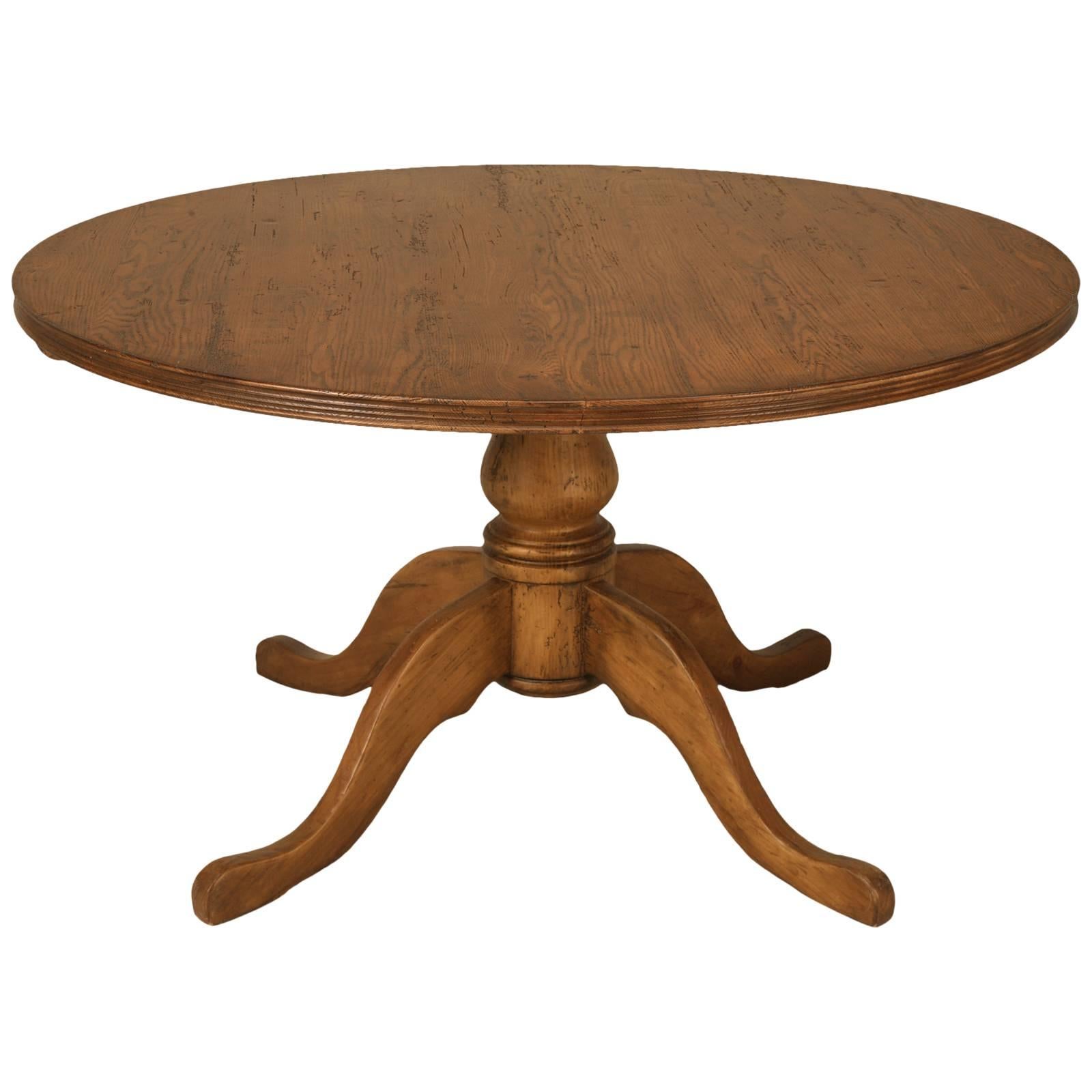 Handcrafted Round Oak Dining Table Available in Different Size Made in Chicago For Sale