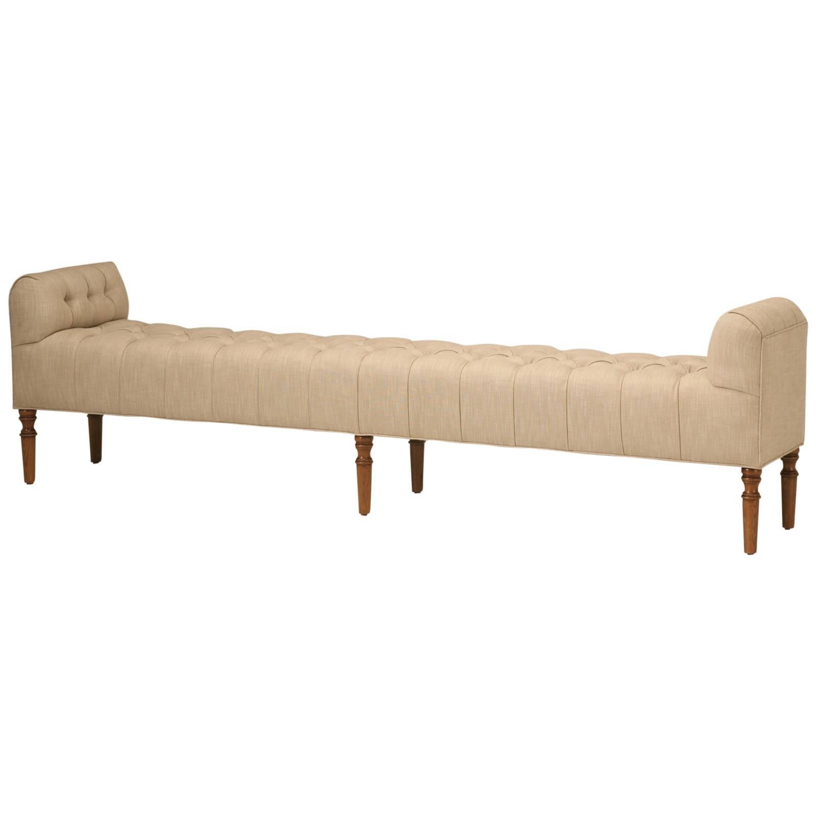 Button Tufted Bench Made to Order in Any Dimension by Old Plank  For Sale