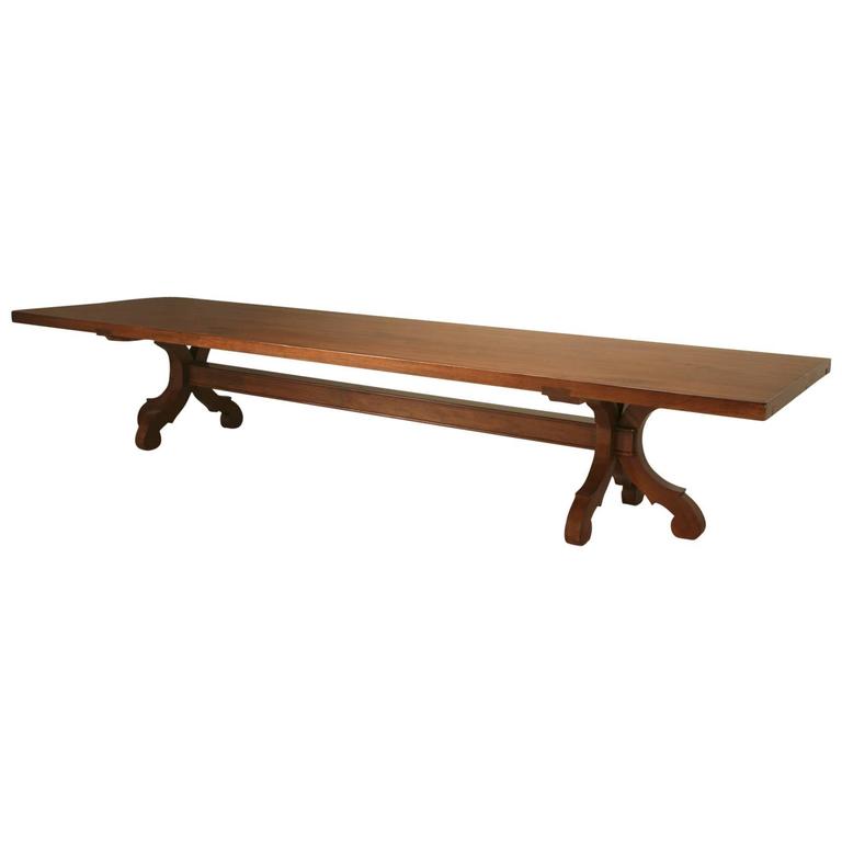 Magnificent Custom Walnut Dining Table with Leaves at 1stdibs