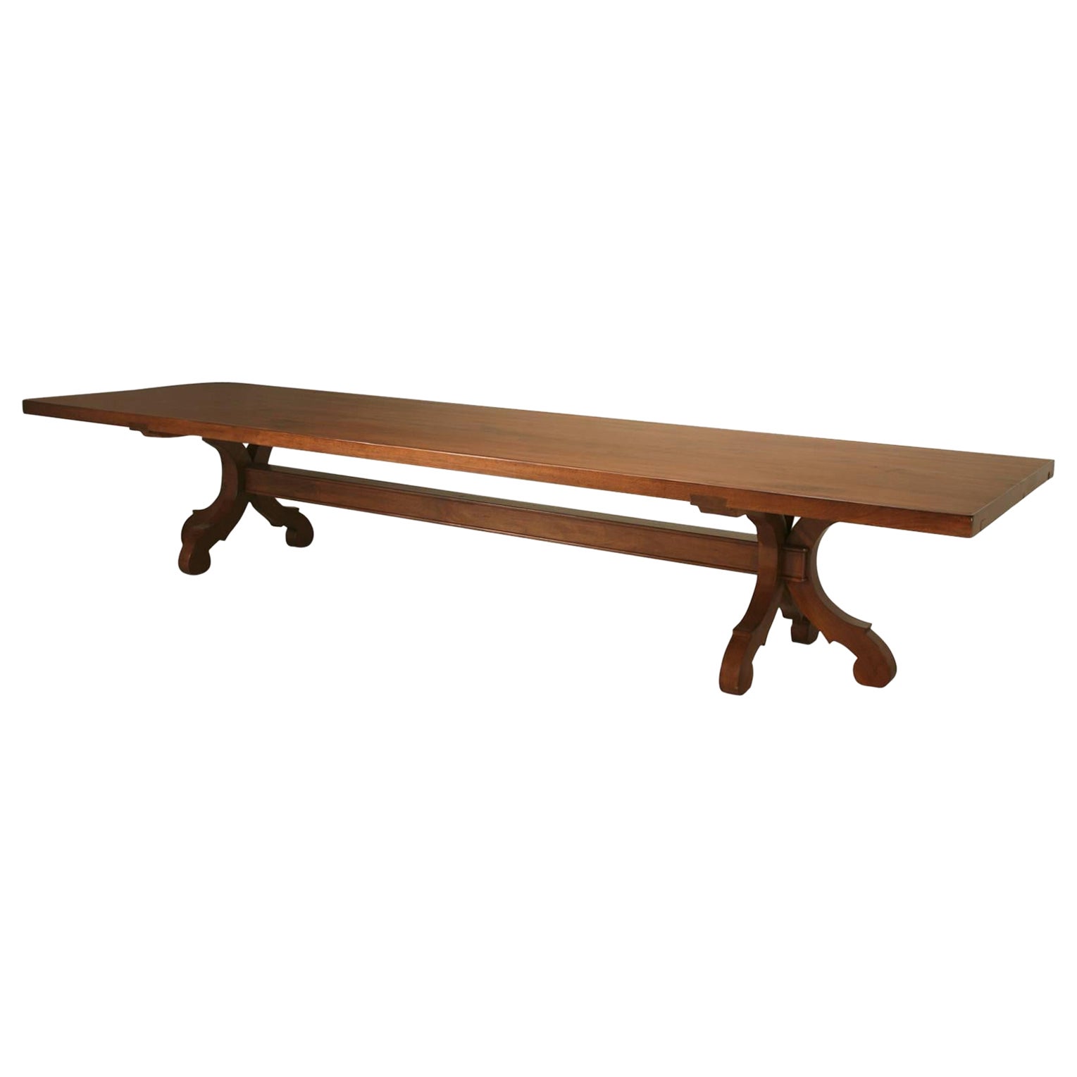 Magnificent Custom Walnut Dining Table with Leaves For Sale