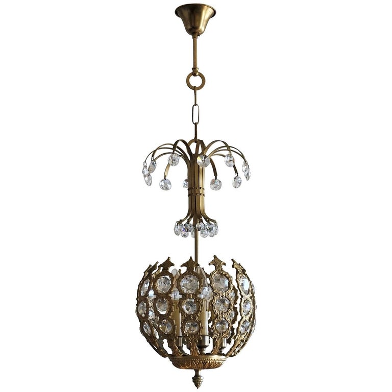 French Bronze Ball Chandelier For Sale at 1stdibs