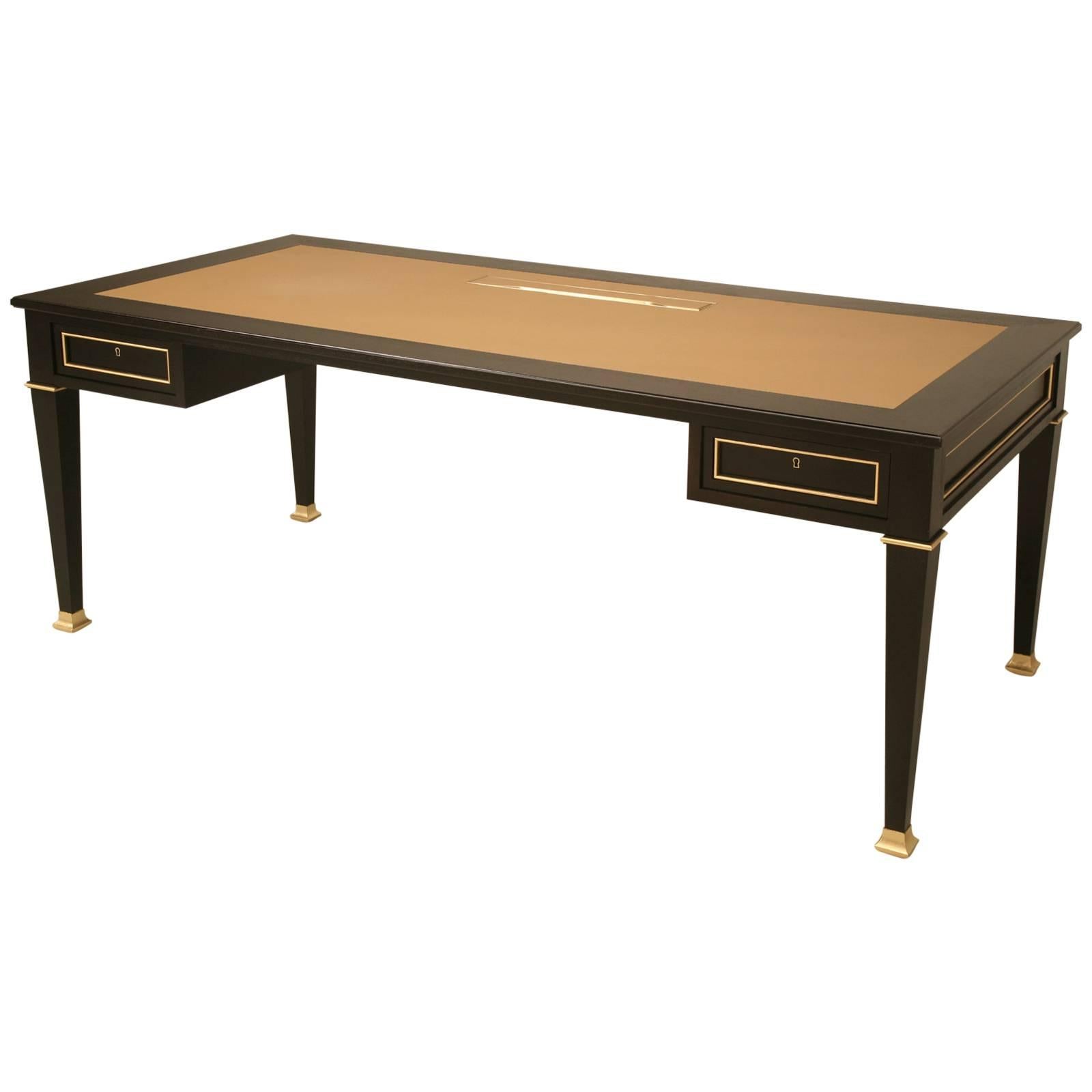 Ebonized Mahogany French Directoire Style Desk Hand-Crafted in Chicago Any Size For Sale