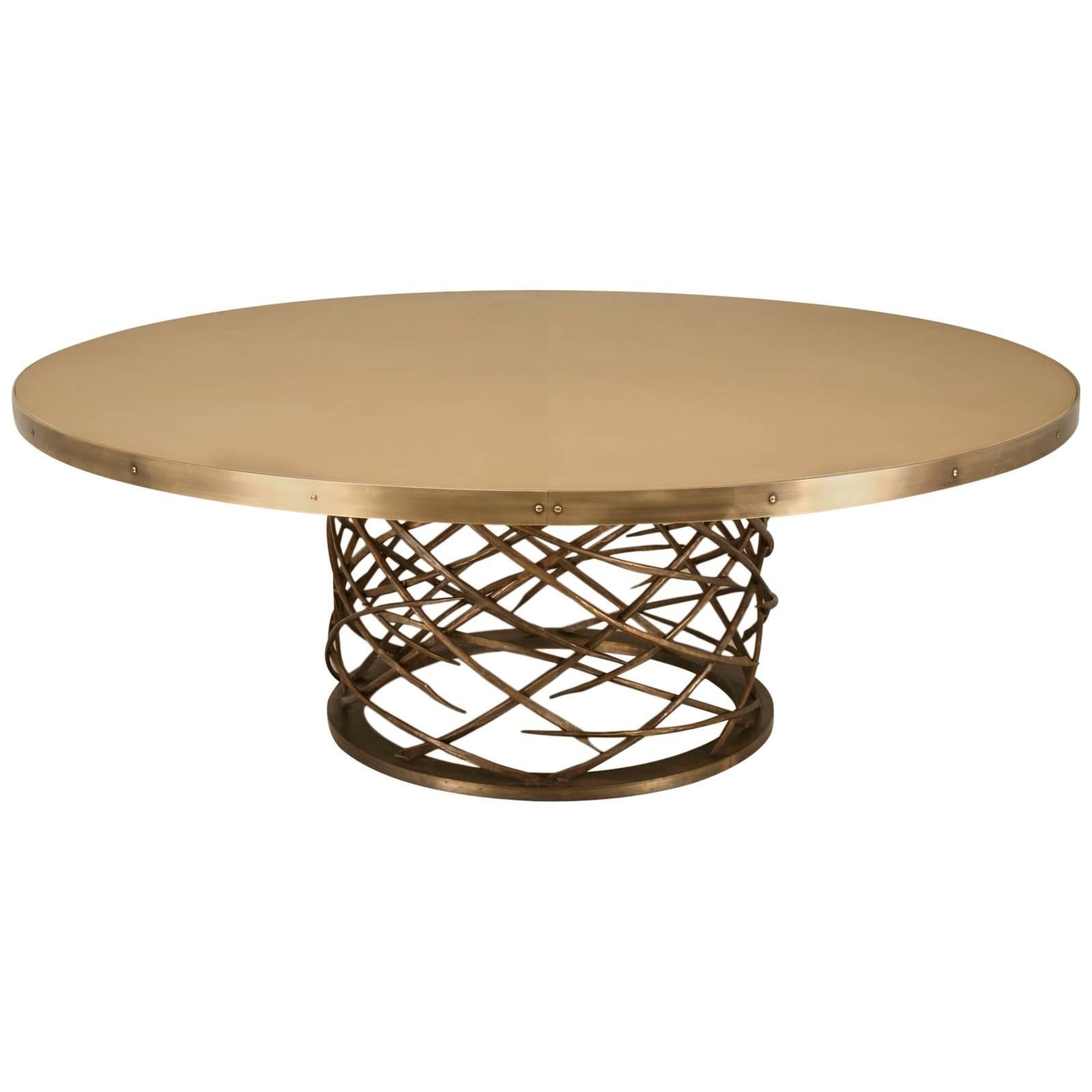 Custom-Made Woven Solid Bronze Dining Table or Center Hall Table Made to Order For Sale