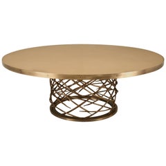 Custom-Made Woven Solid Bronze Dining Table or Center Hall Table Made to Order