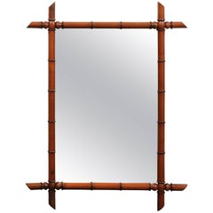 French Rectangular Faux-Bamboo Frame of Brown Color from the 1930s