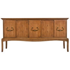 Horizon by Thomasville Decorative Abstract Stone Top Sideboard Walnut Credenza