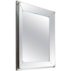 Rectangular Art Deco Mirror with Two-Banded and Edged Mirror Frame, France 1920s
