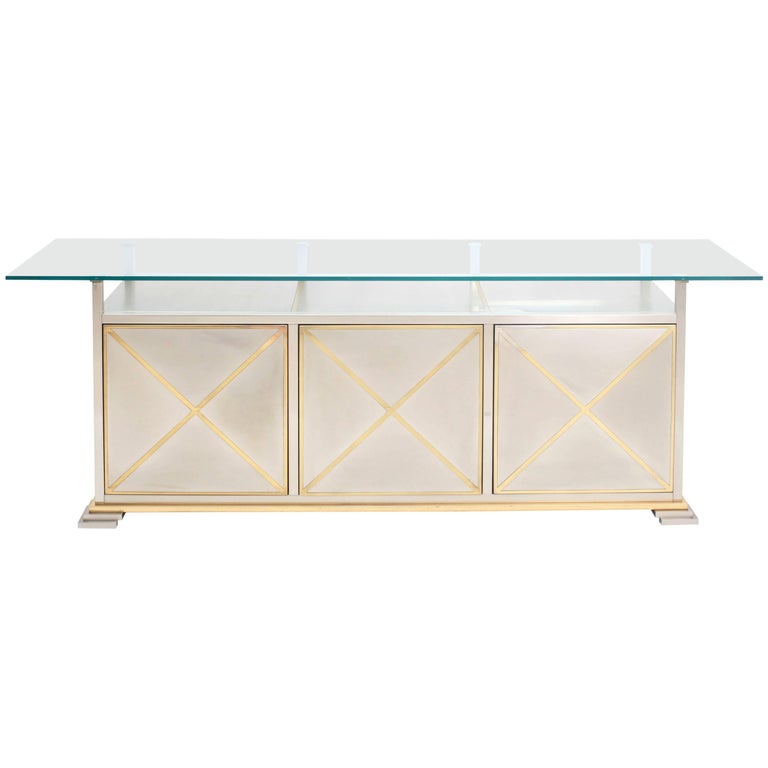 Maison Jansen Credenza With Clear Glass Top For Sale At 1stdibs