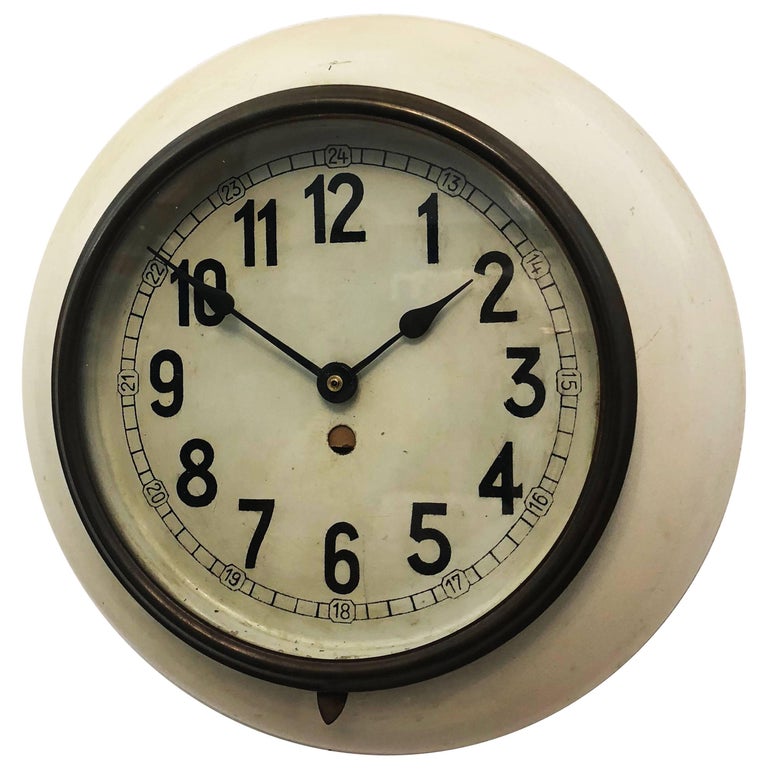 Art Deco Brass and Mirrored Wall Clock at 1stdibs