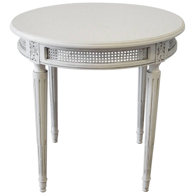 Vintage French Louis Xvi Style Cane Round Side Table For At 1stdibs Vintage French Louis Xvi Style Cane Round Side Table For