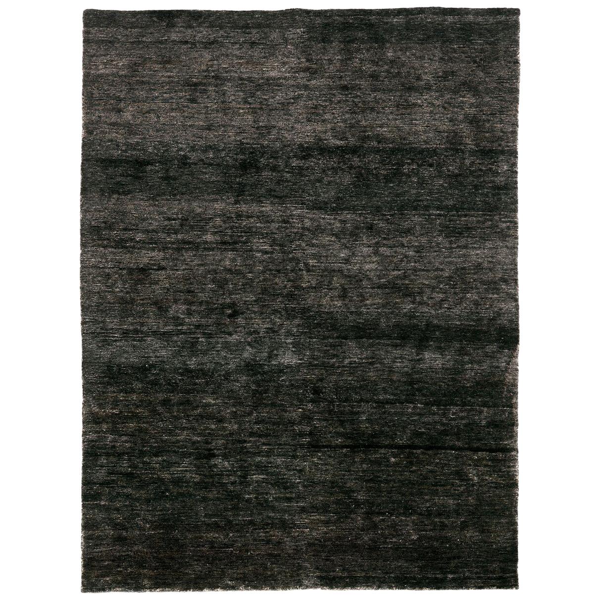 Noche Black Hand-Knotted Jute Rug by Nani Marquina & Ariadna Miquel, Small