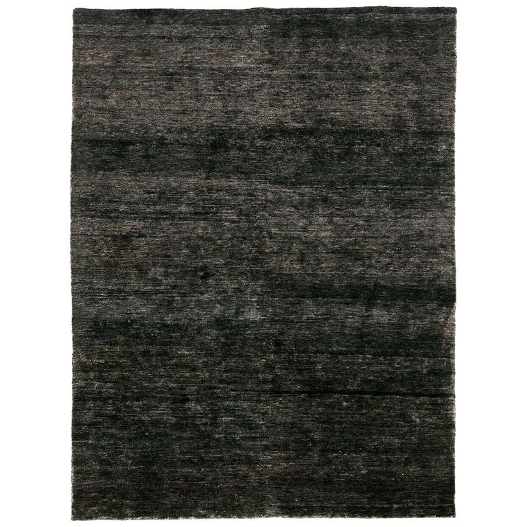 Noche Black Hand-Knotted Jute Rug by Nani Marquina and Ariadna Miquel,  Medium For Sale at 1stDibs