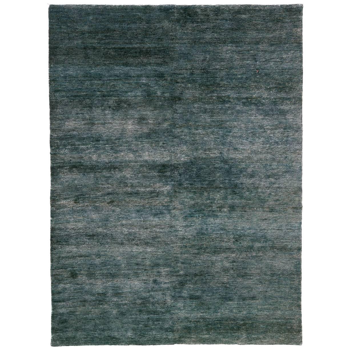 Noche Blue Green Hand-Knotted Jute Rug by Nani Marquina, Ariadna Miquel, Small