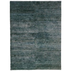 Noche Blue Green Hand-Knotted Jute Rug by Nani Marquina, Ariadna Miquel, Small