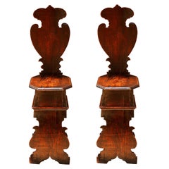Pair of Early 18th Century Renaissance Style Sgabello Hall Chairs