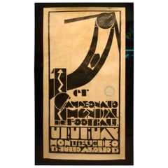 Official Uruguay 1930 F.I.F.A. World Cup Poster, Art Deco Football, Soccer