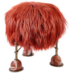 Rebelle Goat Hair, Brass and Marble Ottoman by Kelly Wearstler and Aimee Song