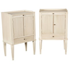 Pair of Antiqued White Sheraton Style Bedside Tables