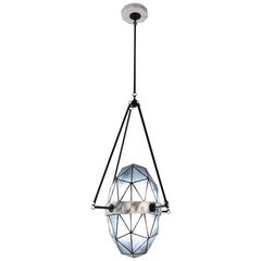 Nucleus Slate/ Brass, Marble, Stained Glass Contemporary Pendant by Kalin Asenov