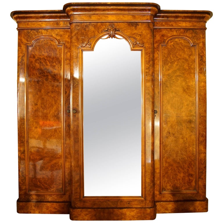 Cream Laura Ashley Antique Style Mirrored Wardrobe with Three Doors at