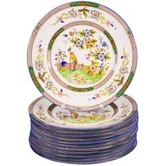 Set of Twelve English Porcelain Dinner Plates, Coalport, circa 1900
