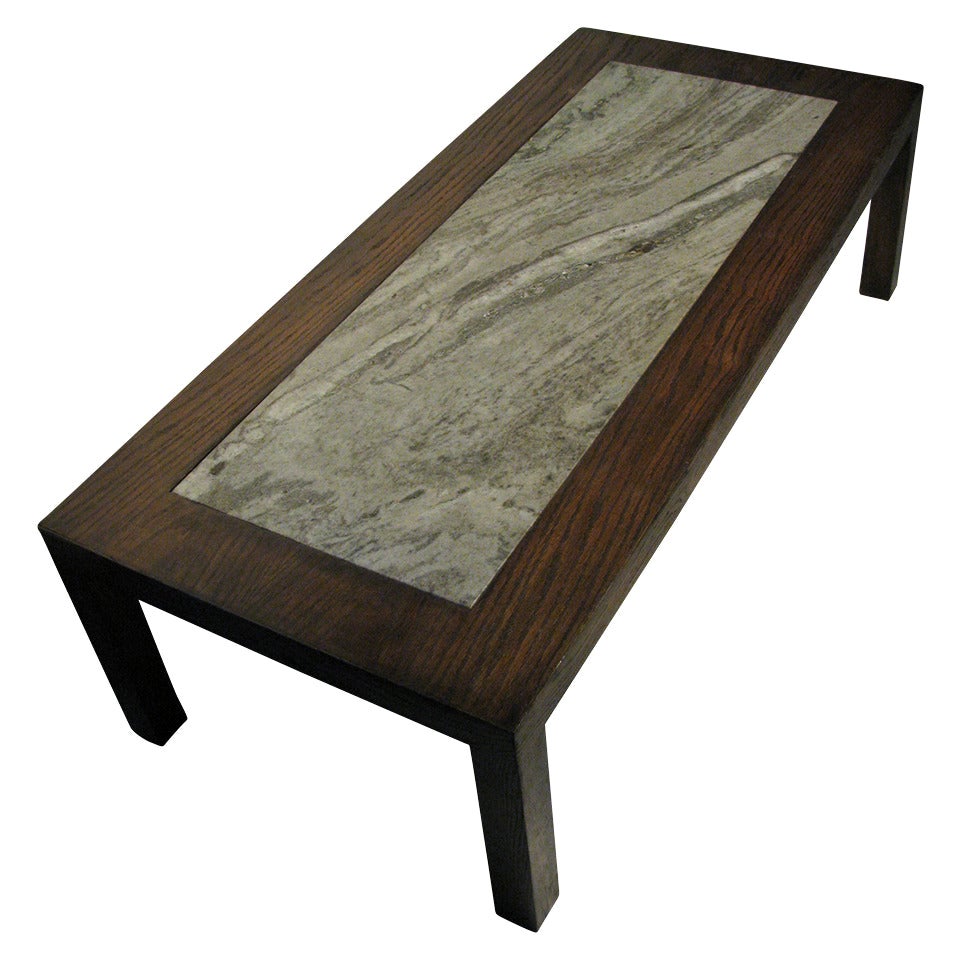 Mid Century Modern Granite Top Cocktail Table in The Style of Tommy Parzinger For Sale at