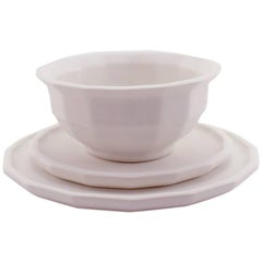 Three-Piece Place Setting for 8 Matte Pink Dinnerware Setting Modern Porcelain