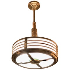 Modernest Art Deco Stepped Copper Bronze Theater Chandelier