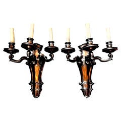 Monumental French Louis XVI Style Bronze Sconces Maison Bagues Attributed