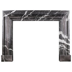 Grand Queen Anne Style Bolection Fireplace in Italian Nero Marquina Marble Nr.2