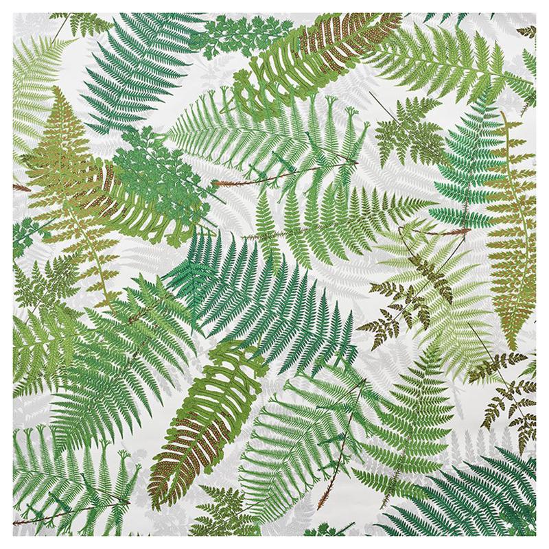 Schumacher Clements Ribeiro Fernarium Ivory & Leaf Green Wallpaper, 8-Yard Roll For Sale