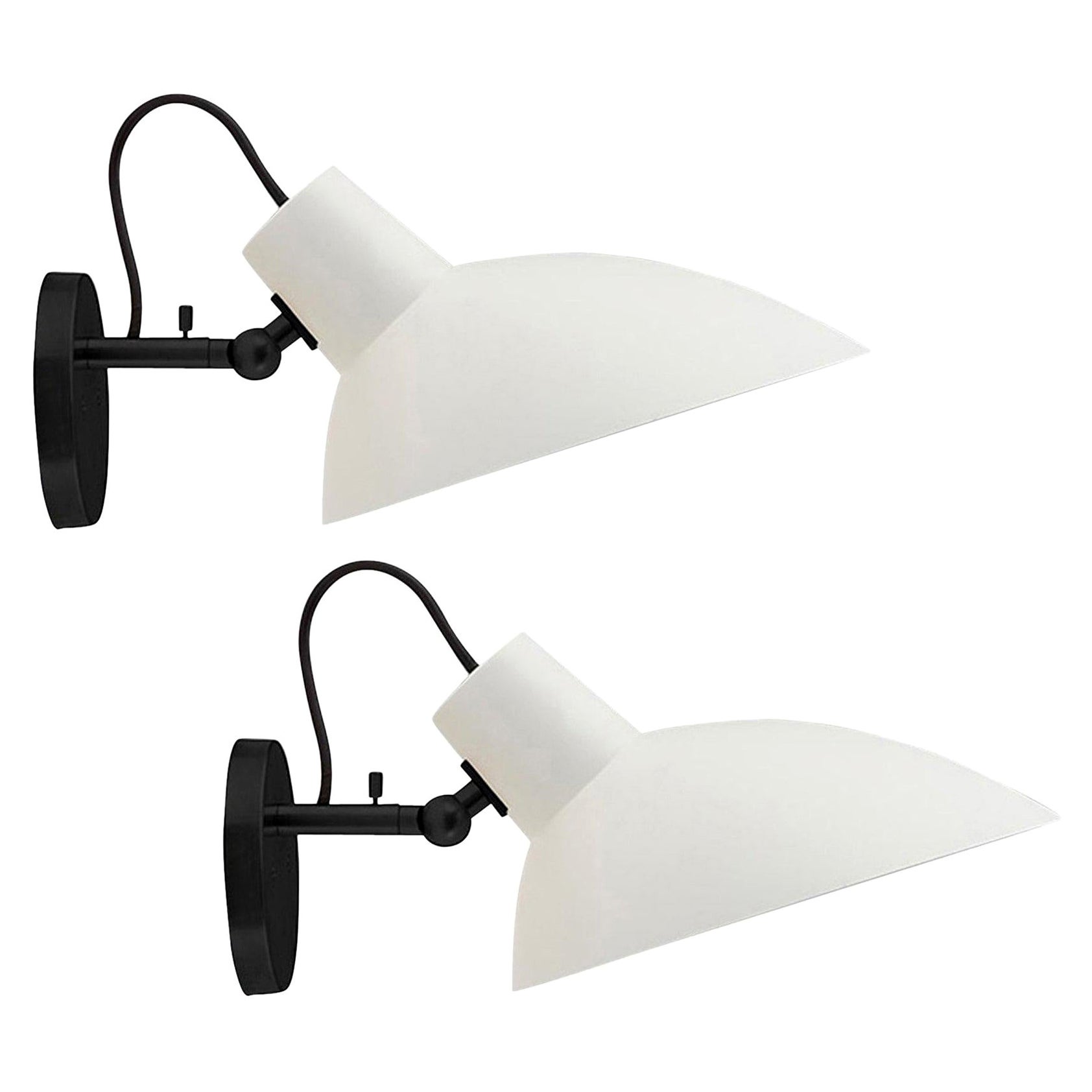 Pair of Vittoriano Viganò 'VV Cinquanta' Sconces in White and Black for Astep For Sale