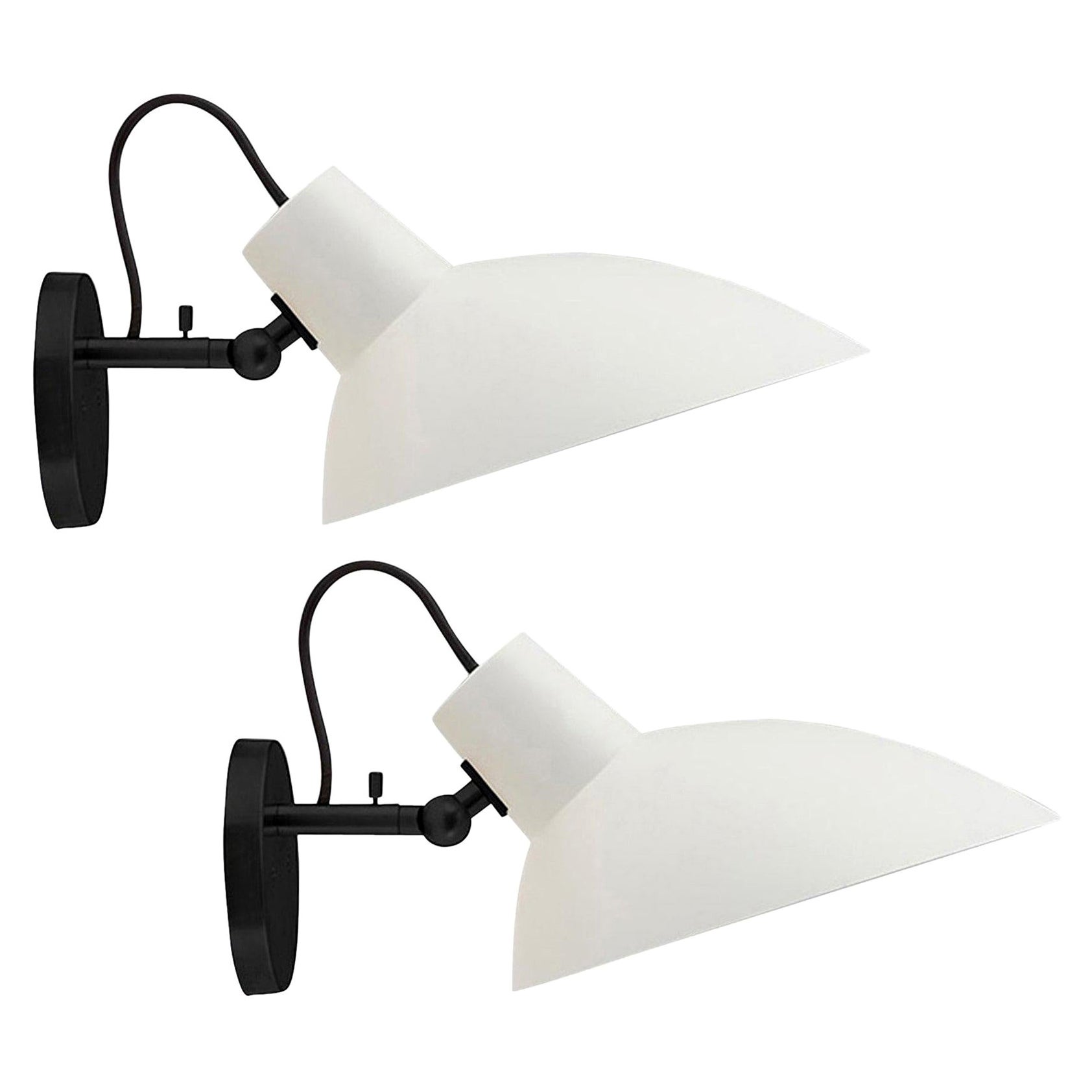 Pair of Vittoriano Viganò 'VV Cinquanta' Sconces in White and Black for Astep