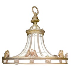 Caldwell Neoclassic Style Bronze Leaded Glass Light Fixture 