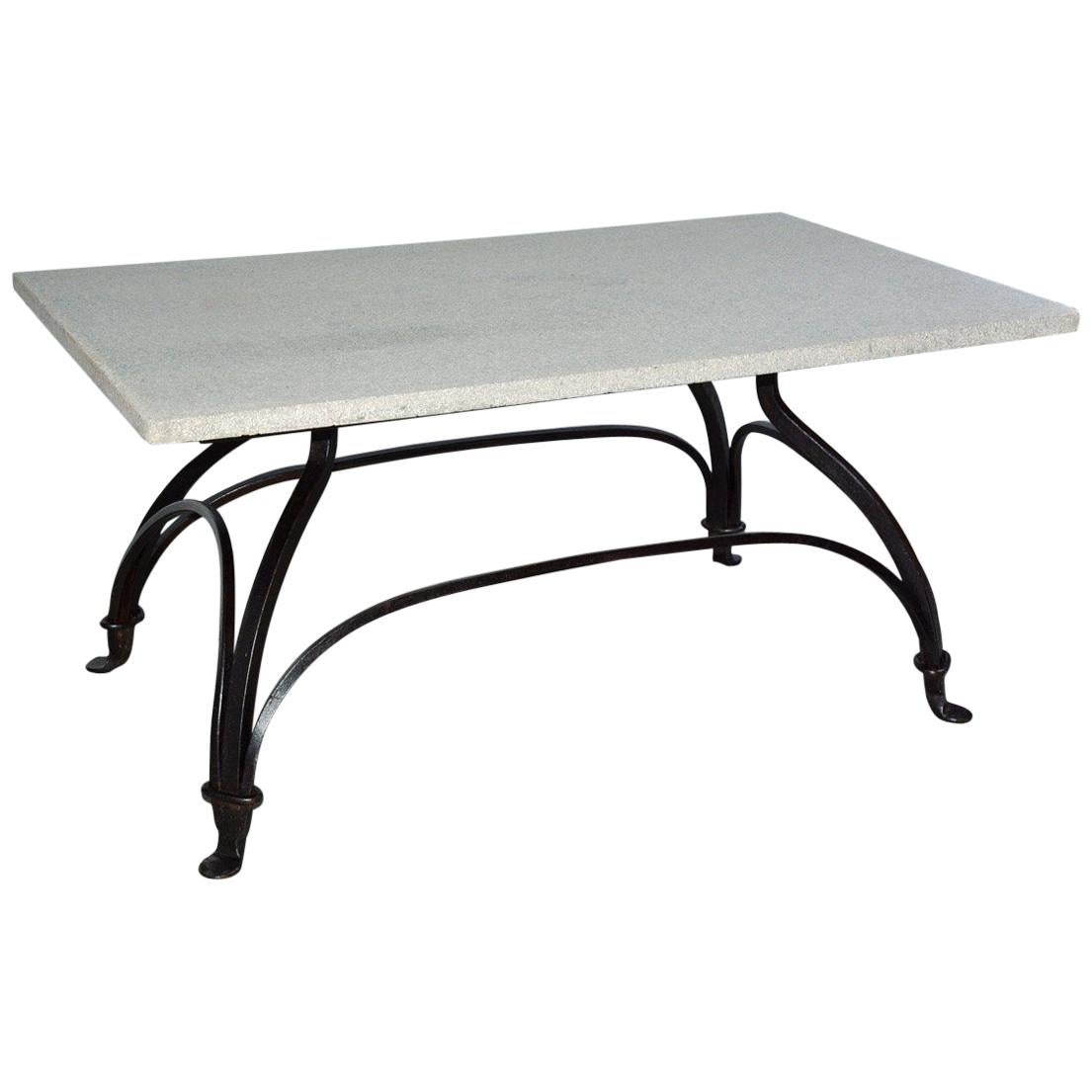 Marble and Wrought Iron Coffee Table