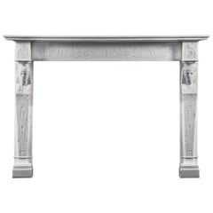 Rare English Regency Neoclassical Egyptian Style Statuary Marble Fireplace